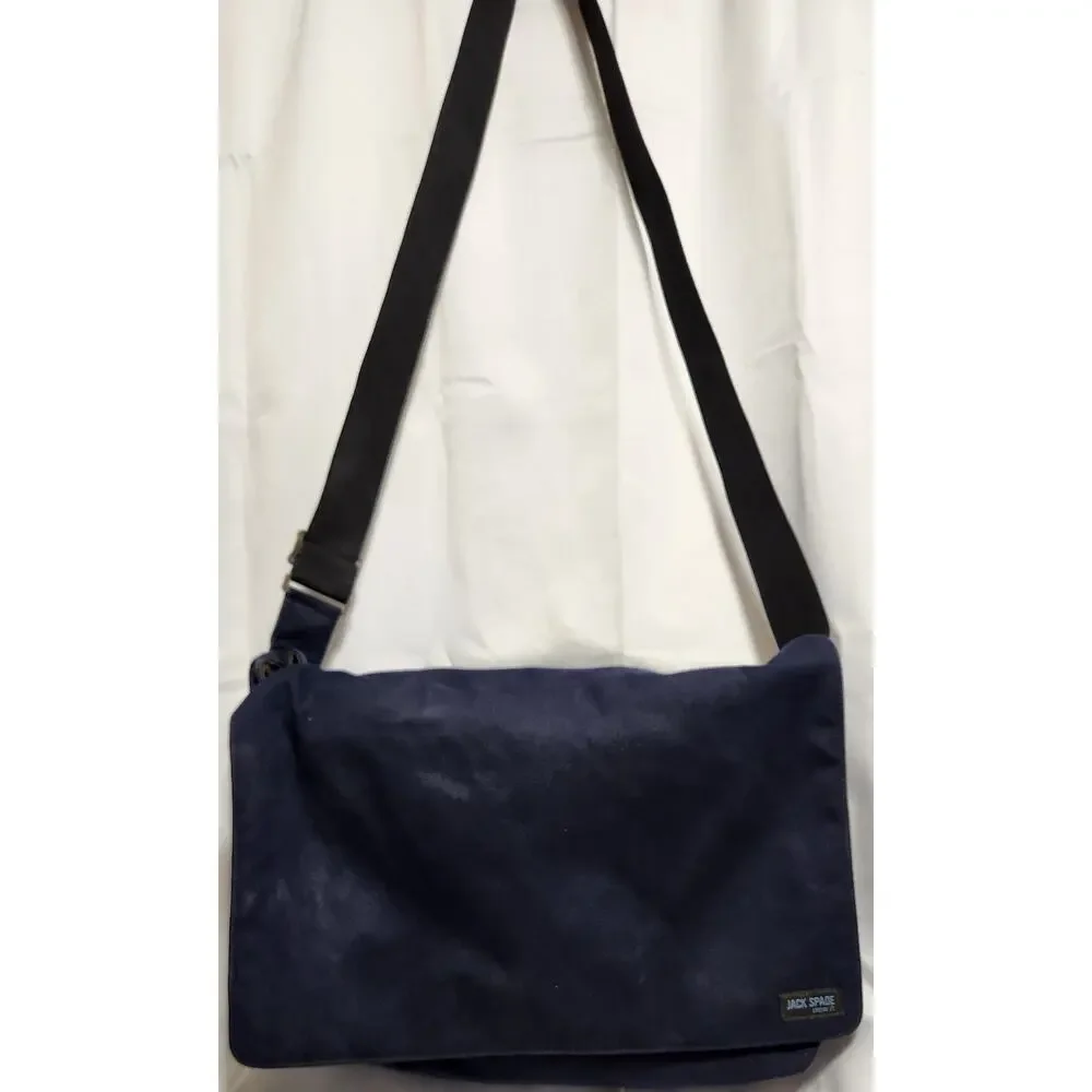 Authentic Jack Spade Navy‎ Street Canvas Messenger Bag w/ Laptop Sleeve Red